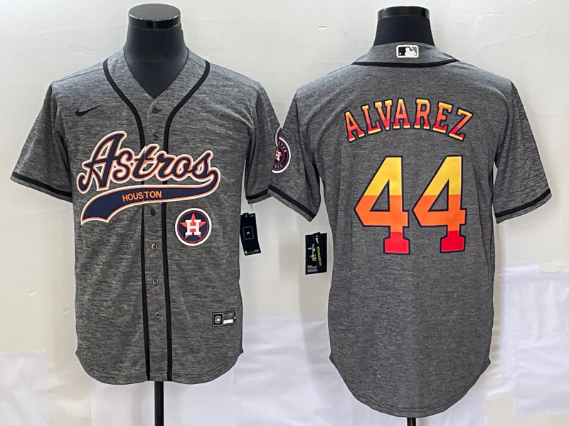 Men's Houston Astros #44 Yordan Alvarez Gray With Patch Cool Base Stitched Baseball Jersey Men's Houston Astros #44 Yordan Alvarez Gray With Patch Cool Base Stitched Baseball Jersey